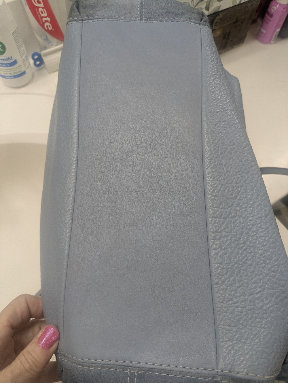 Coach Light Blue Lexi Leather and Suede Shoulder Bag - Picture 8 of 8